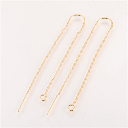 10 stk. messing øretråde med fast runding. 18K belægning