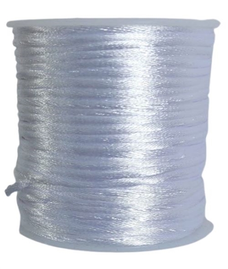 50 m. hvid satin tråd - 2 mm.