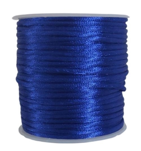 50 m. koboltblå satin tråd - 2 mm.