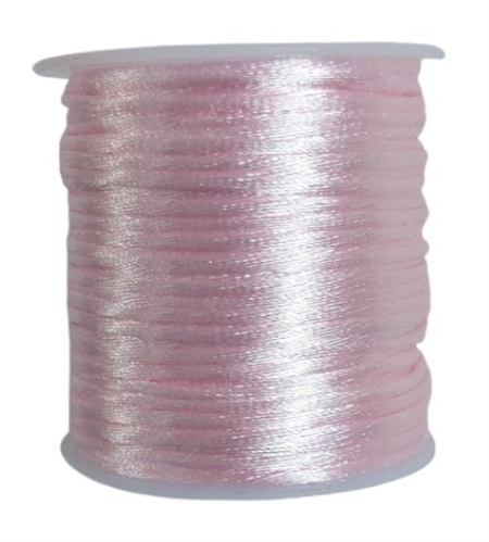 50 m. lyserød satin tråd - 2 mm.