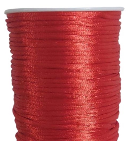 50 m. rød satin tråd - 2 mm.