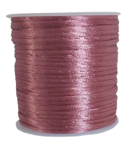 50 m. rosa satin tråd - 2 mm.