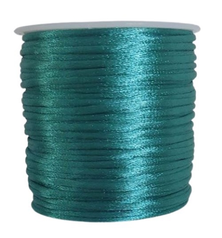 50 m. petrolgrøn satin tråd - 2 mm.