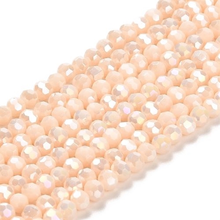 2 strenge pudderfarvede facet perler med glans. 3,5 x 3 mm.
