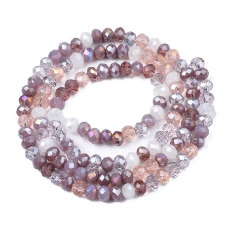 5 strenge facet glasperler - imiteret jade purple - 3x2 mm.