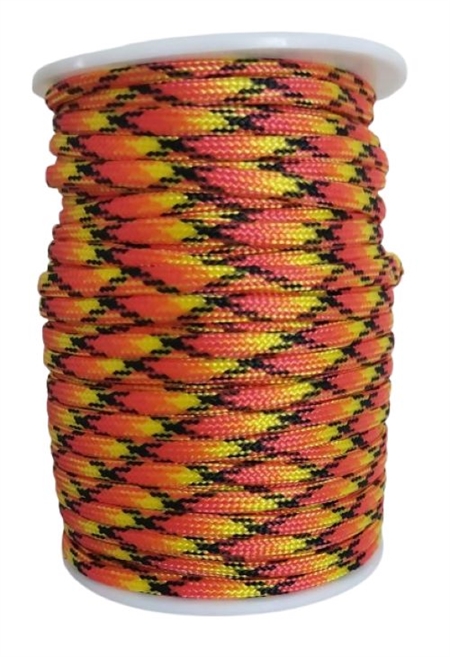 31 m. faldskærmline - gul/orange/rød/hvid - 4 mm.