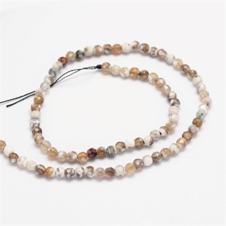 1 streng farvet. brun, facetteret agat. 4 mm.