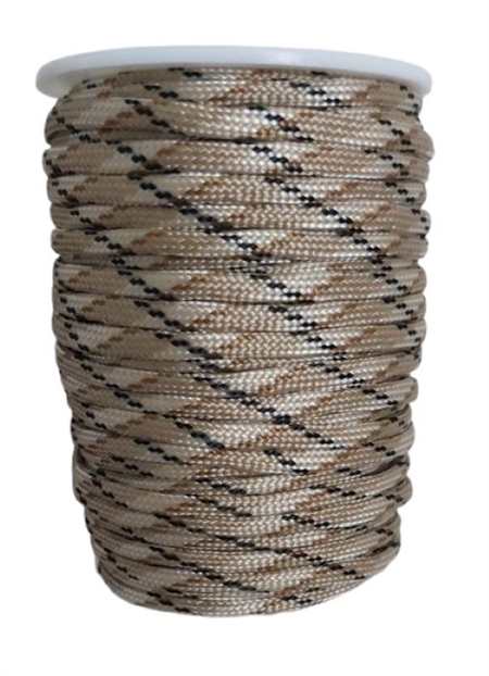 31 m. sand/sort faldskærmsline - 4 mm.