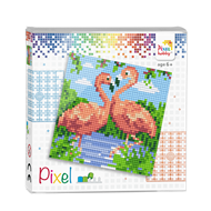 Gavesæt med 4 firkantede plader. Flamingoer