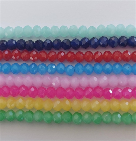 8 x 40 cm. facet glasperle strenge