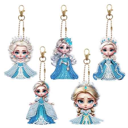 5 diamant nøgleringe med Elsa