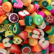 100 clayperler med frugter m.v