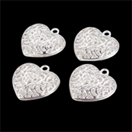 10 sølvhjerter til ophæng