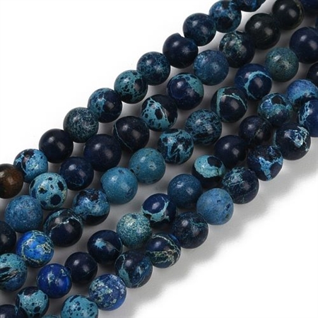 1 streng 4 mm. Regalite/Imperial Jasper streng. Midnatsblå