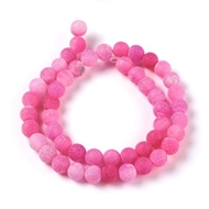 Frostet og krakeleret agat 8 mm. på streng - Pink
