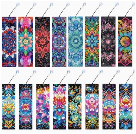 8 bogmærker med flotte blomster I 20 x 5,5 cm.