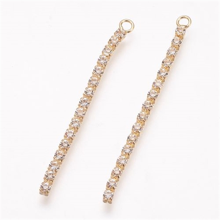 2 aflange vedhæng med rhinsten og 18K forgyldning