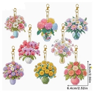 8 diamant nøgleringe med blomster