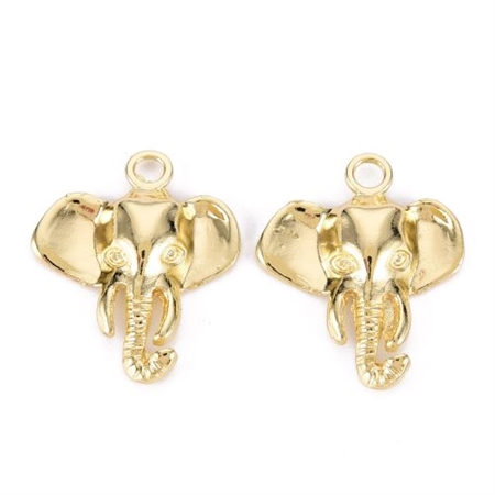 12 vedhæng med forgyldte elefanter