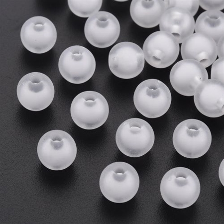 300 frostede acryl perler med perle i midten. 8 mm.