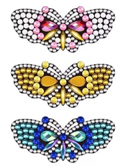 3 diamant hårspænder med sommerfugle