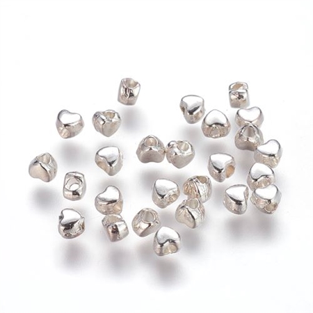 Mellemled små hjerte perler - sølv