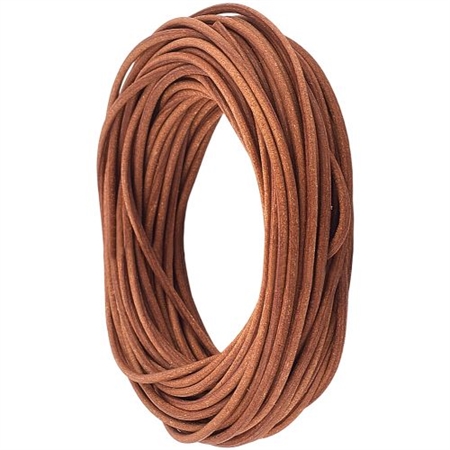 10 m. brun lædersnor, 2 mm.