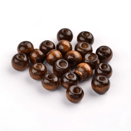 400 mørkebrune træperler. 8 mm.
