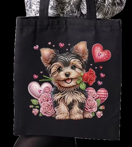 Mulepose med hund. 30 x 36 cm. uden hanke