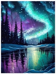 1 billede med Nordlys. Str. 30 x 40 cm.