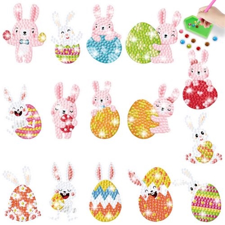 Sticker ark I 15 påskeharer m.v.