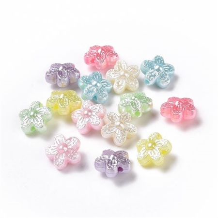 150 g. blomster perler i pastelfarver = 6 m.