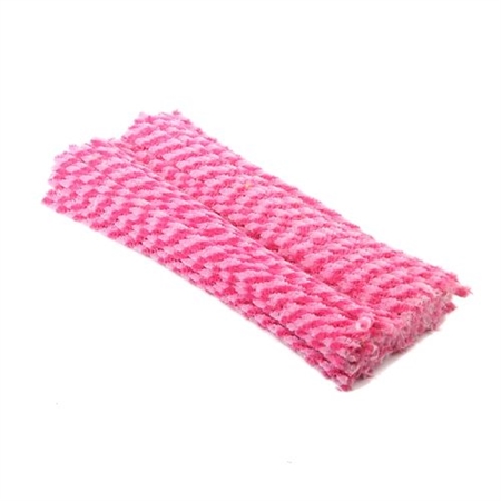 100  pink og hvid stribede piberensere, 6 mm.