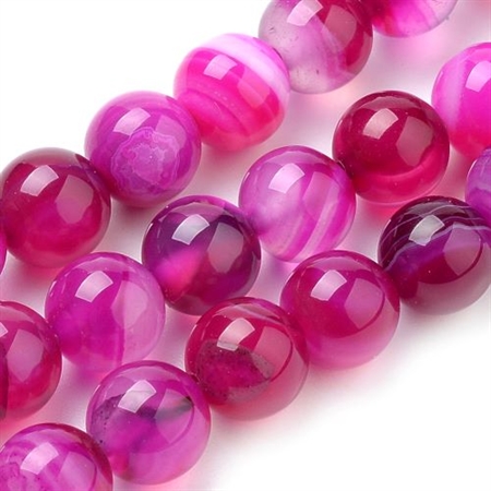 8 mm. natur stribet pink agat.