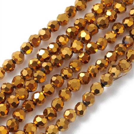 5 strenge guld facet glasperler. 4 mm = 170 cm.