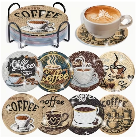 8 varmebrikker med kaffe motiver